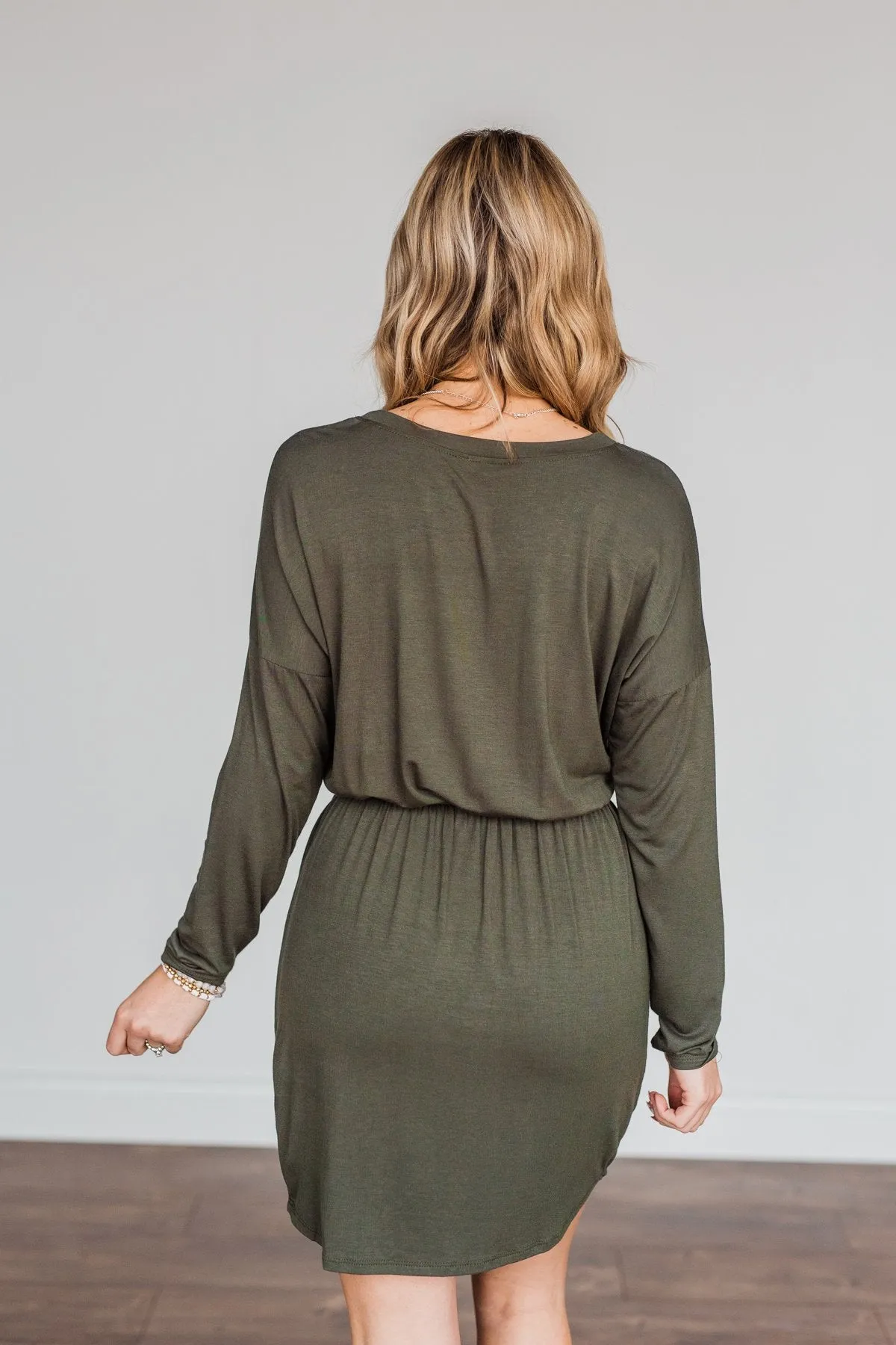 Dark Olive Long Sleeve Dress