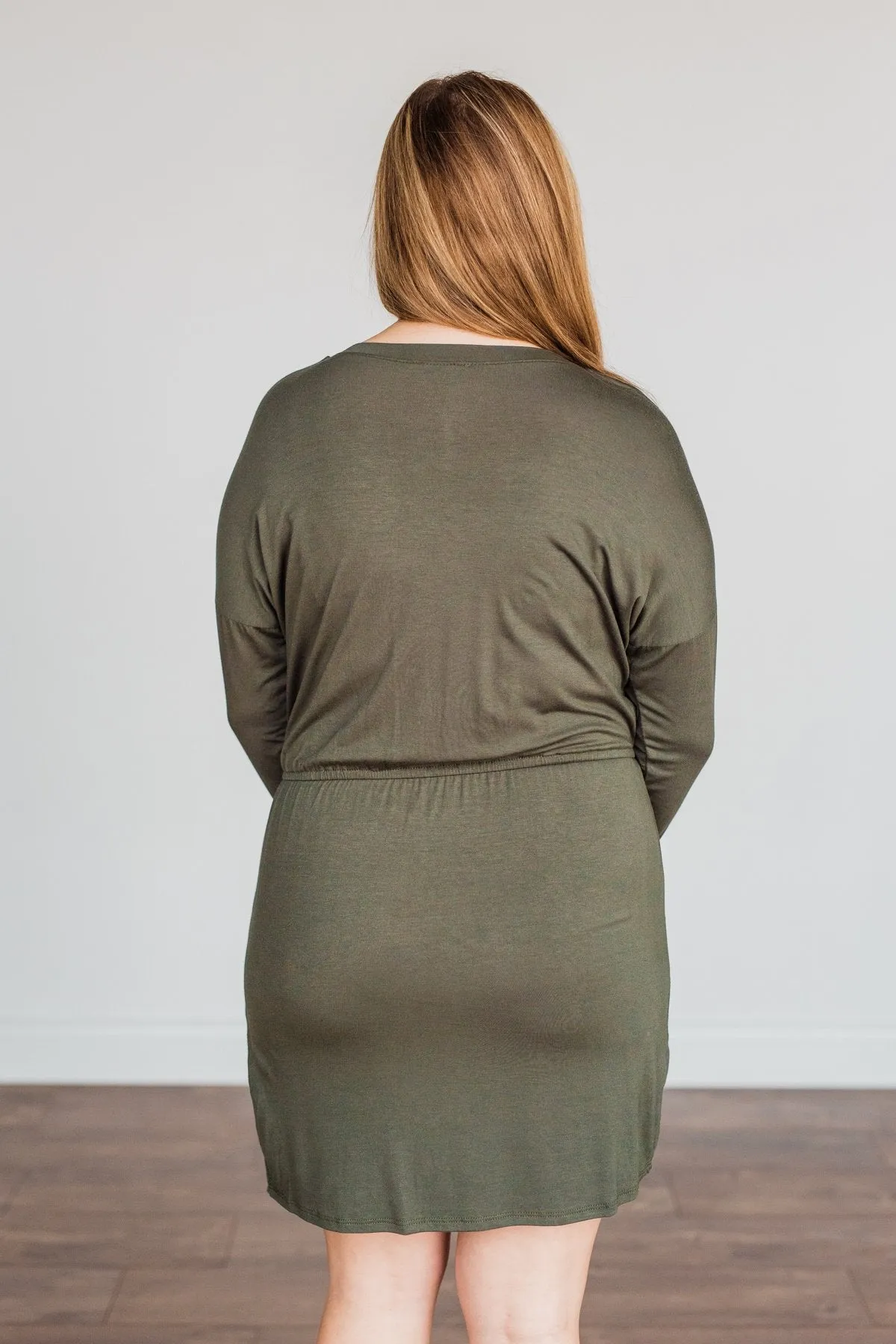 Dark Olive Long Sleeve Dress