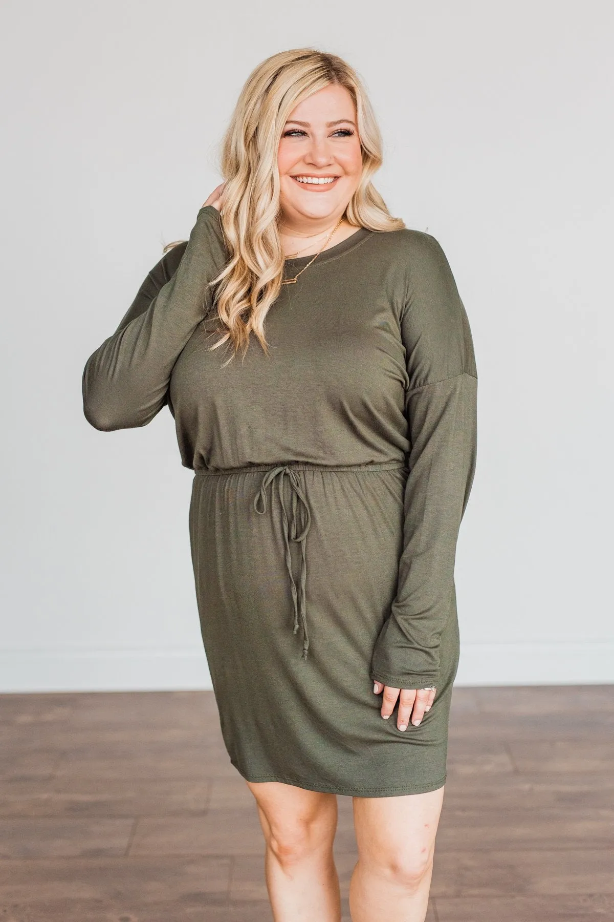 Dark Olive Long Sleeve Dress