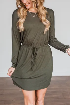 Dark Olive Long Sleeve Dress