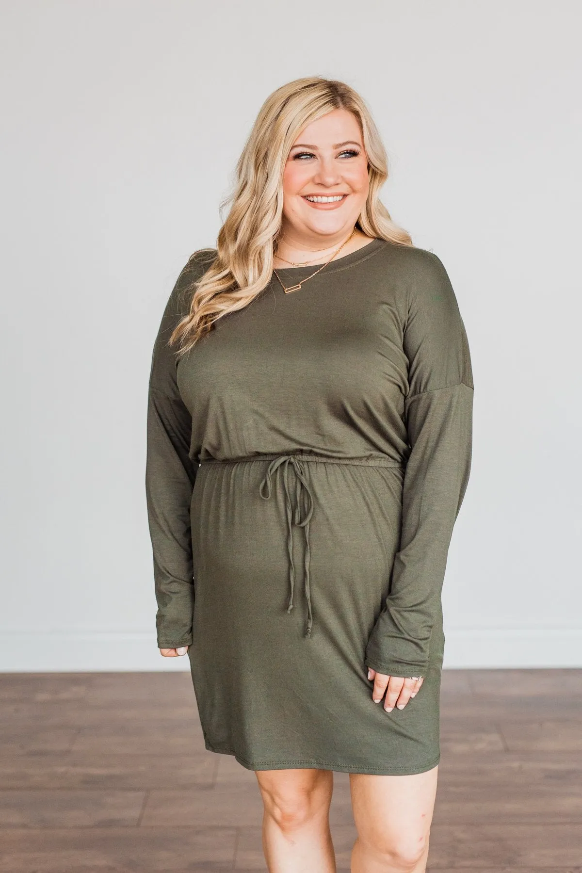 Dark Olive Long Sleeve Dress