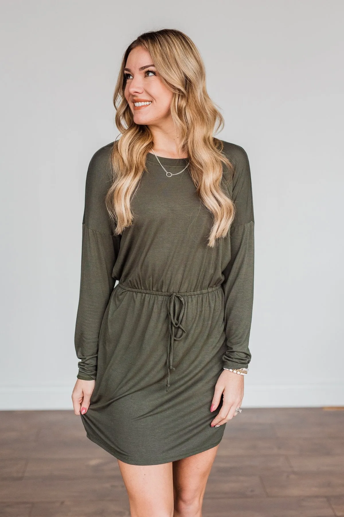 Dark Olive Long Sleeve Dress