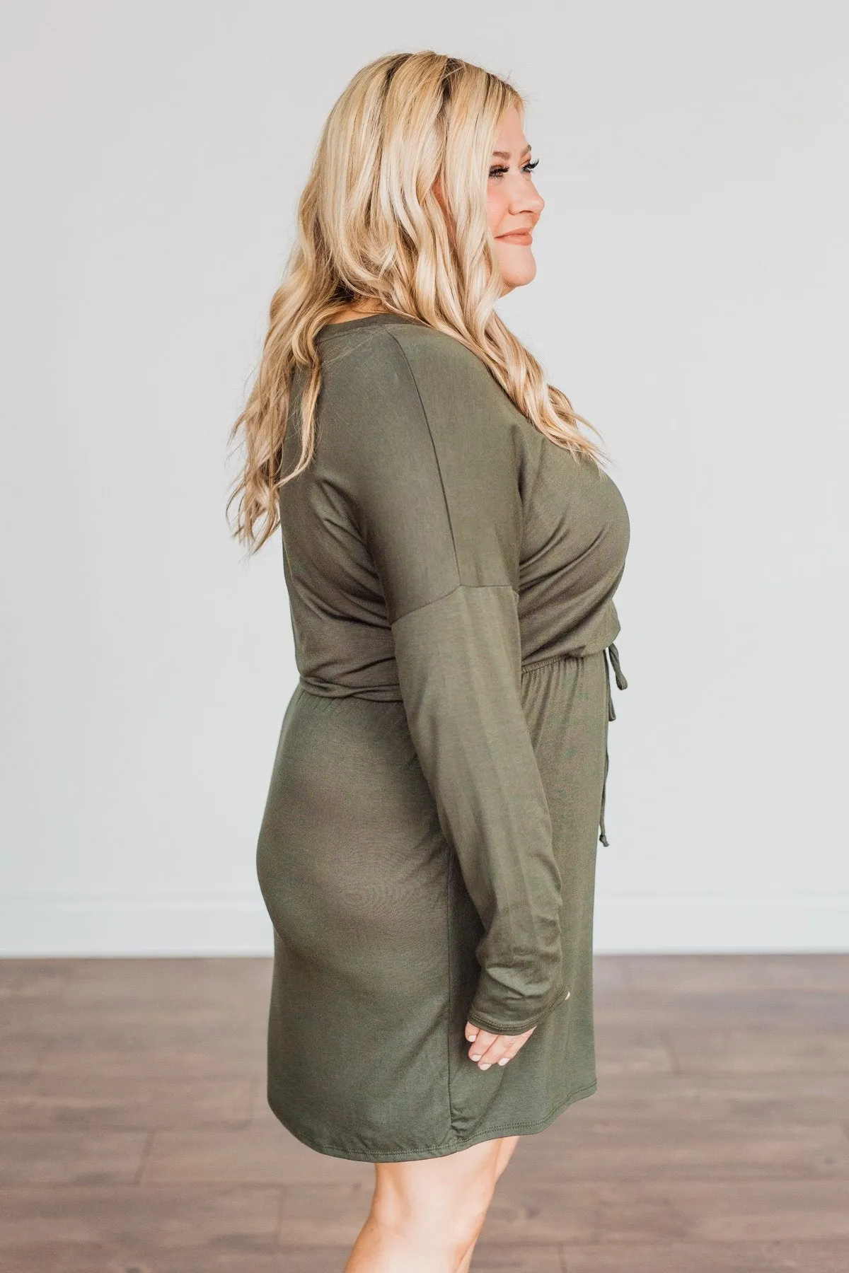 Dark Olive Long Sleeve Dress