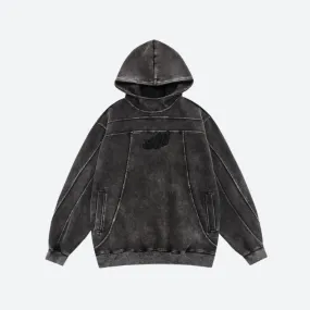 Washed Embroidered Grunge Hoodie