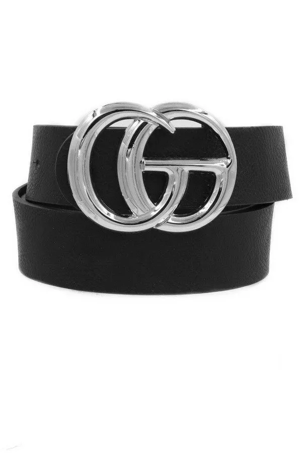 Faux Leather Belt with Double Metal Rings