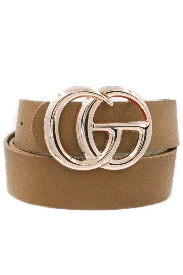 Faux Leather Belt with Double Metal Rings