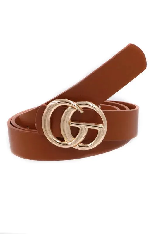 Faux Leather Belt with Double Metal Rings