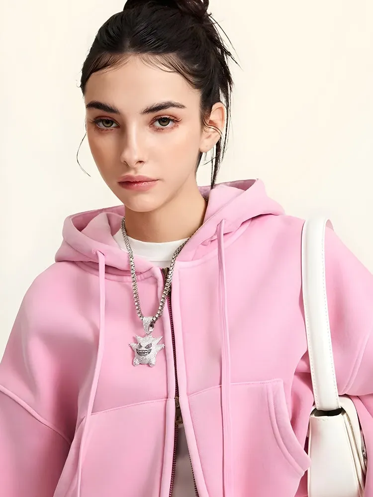 Zip-Up Cropped Double Hoodie