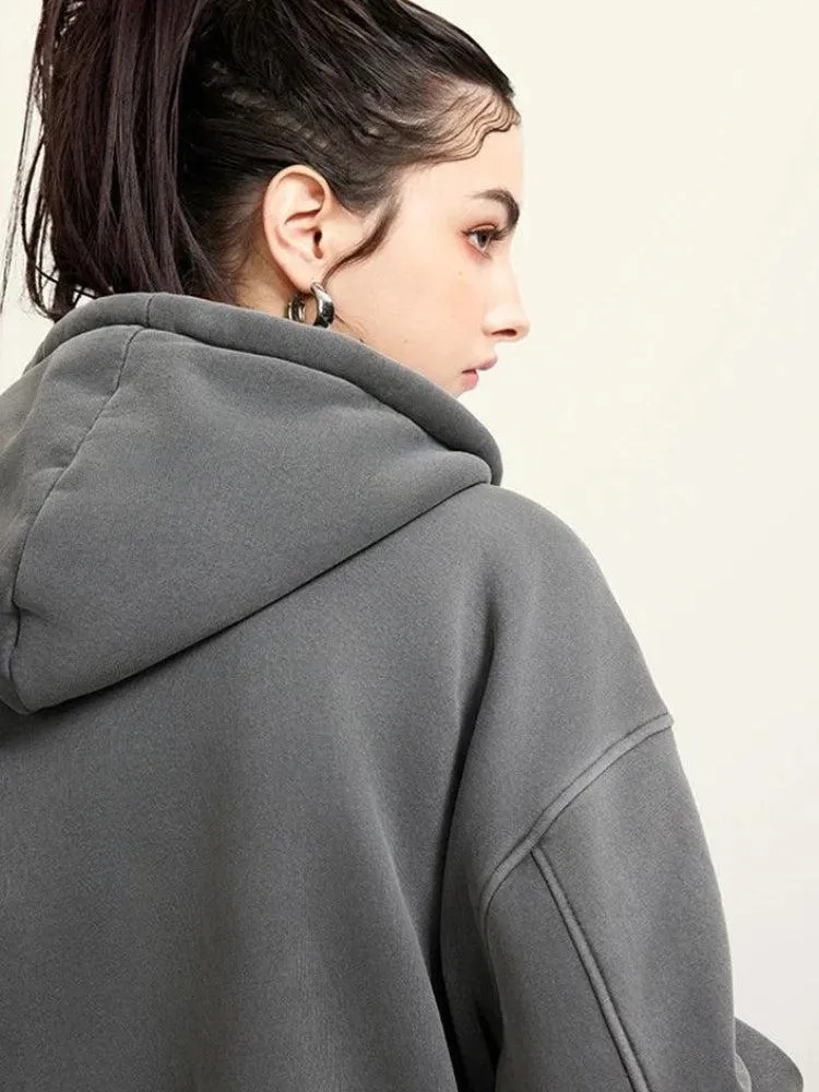 Zip-Up Cropped Double Hoodie