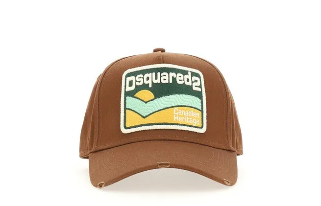 Dsquared2 Logo Embroidered Distressed Baseball Cap