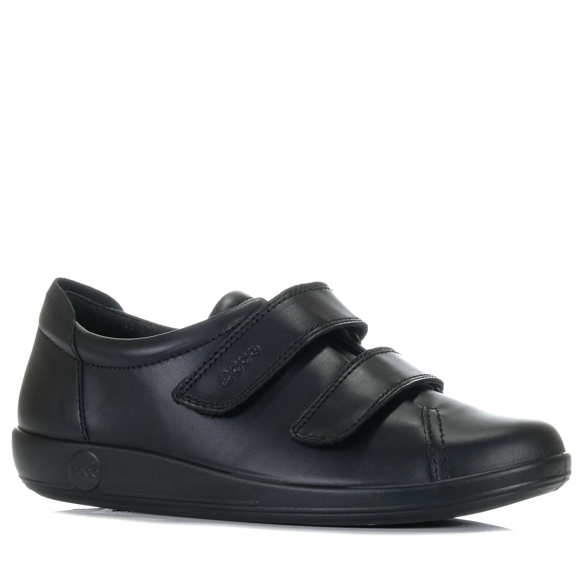 Comfortable Ecco Soft 2.0 206513 Velcro in Black Mono