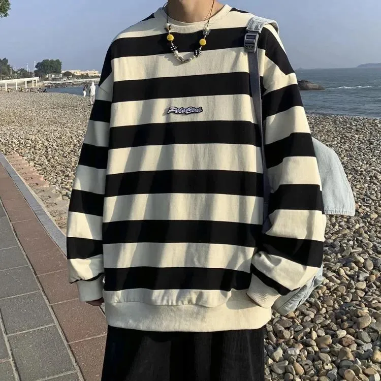 Embroidered Striped Unisex Sweatshirt