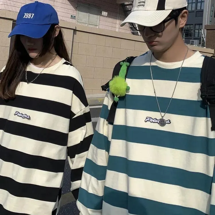 Embroidered Striped Unisex Sweatshirt