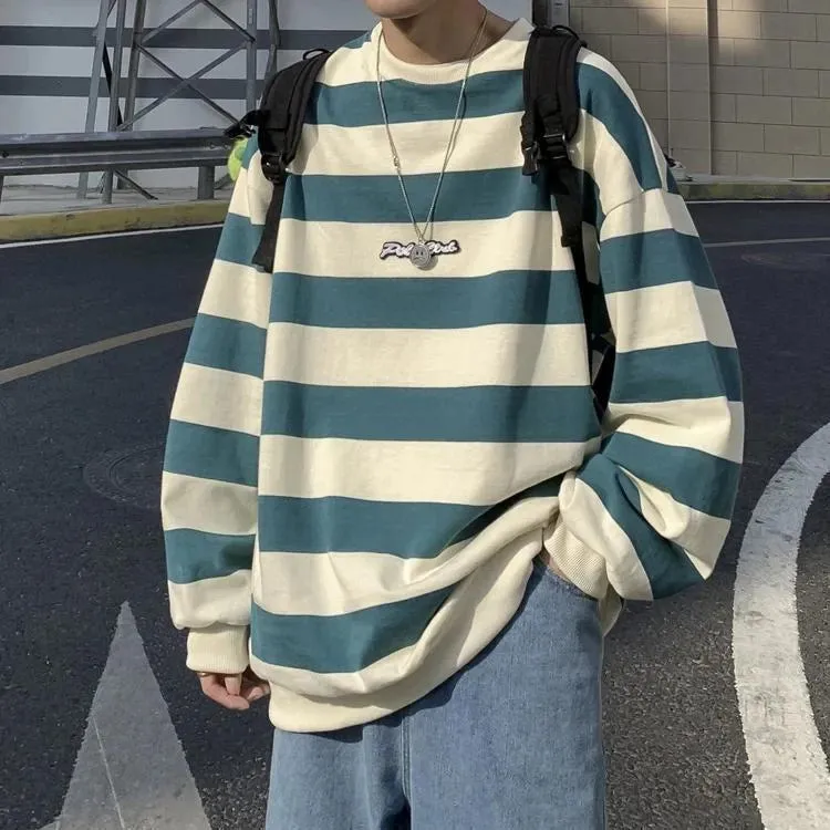 Embroidered Striped Unisex Sweatshirt