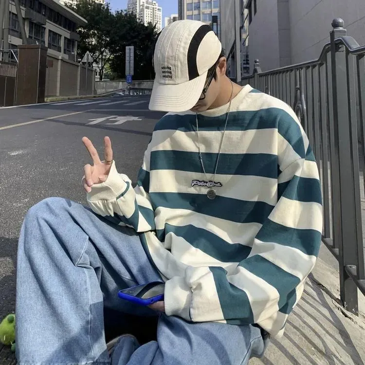 Embroidered Striped Unisex Sweatshirt