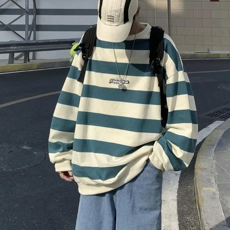 Embroidered Striped Unisex Sweatshirt