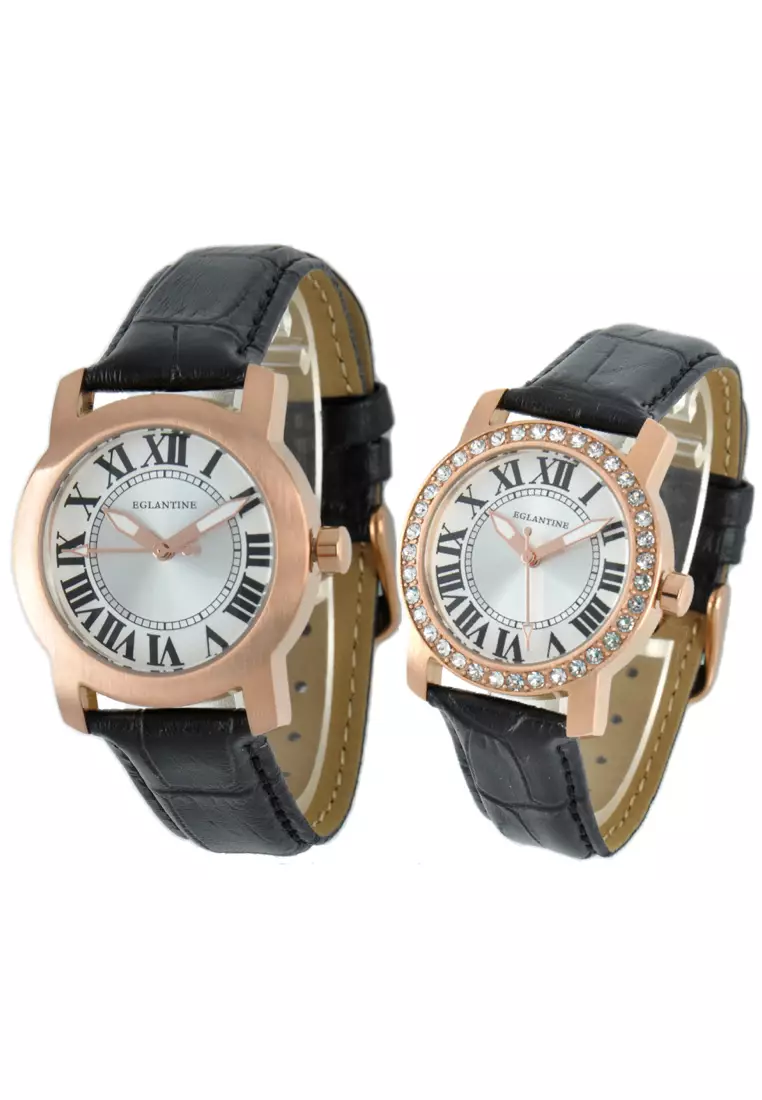 Emile & Emily Lady's Quartz Watches Rose Gold Plated with Crystals