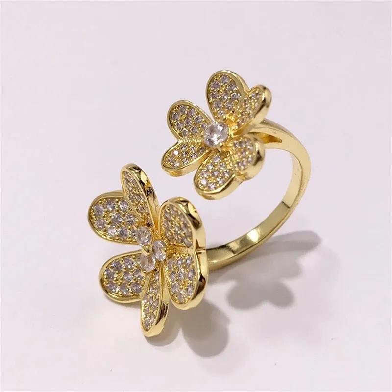 Adjustable Flower Rings for Women