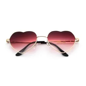 Fashion Women's Heart Shaped Metal Clear Red Lens Sunglasses