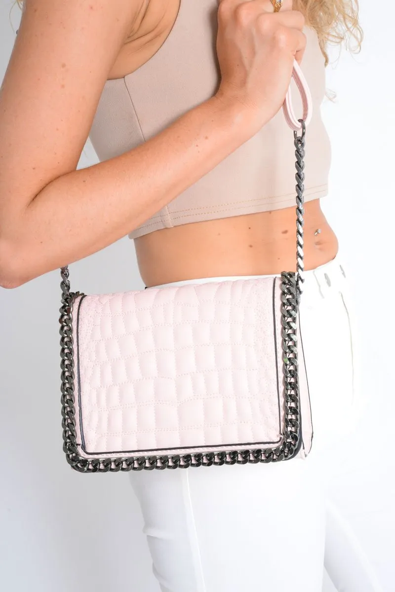 Destani Nude Quilted Chain Handbag