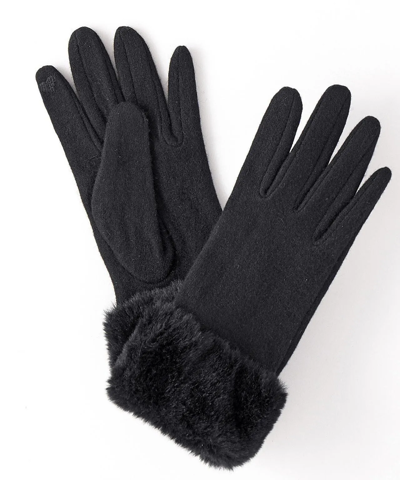 Faux-Fur Trimmed Gloves