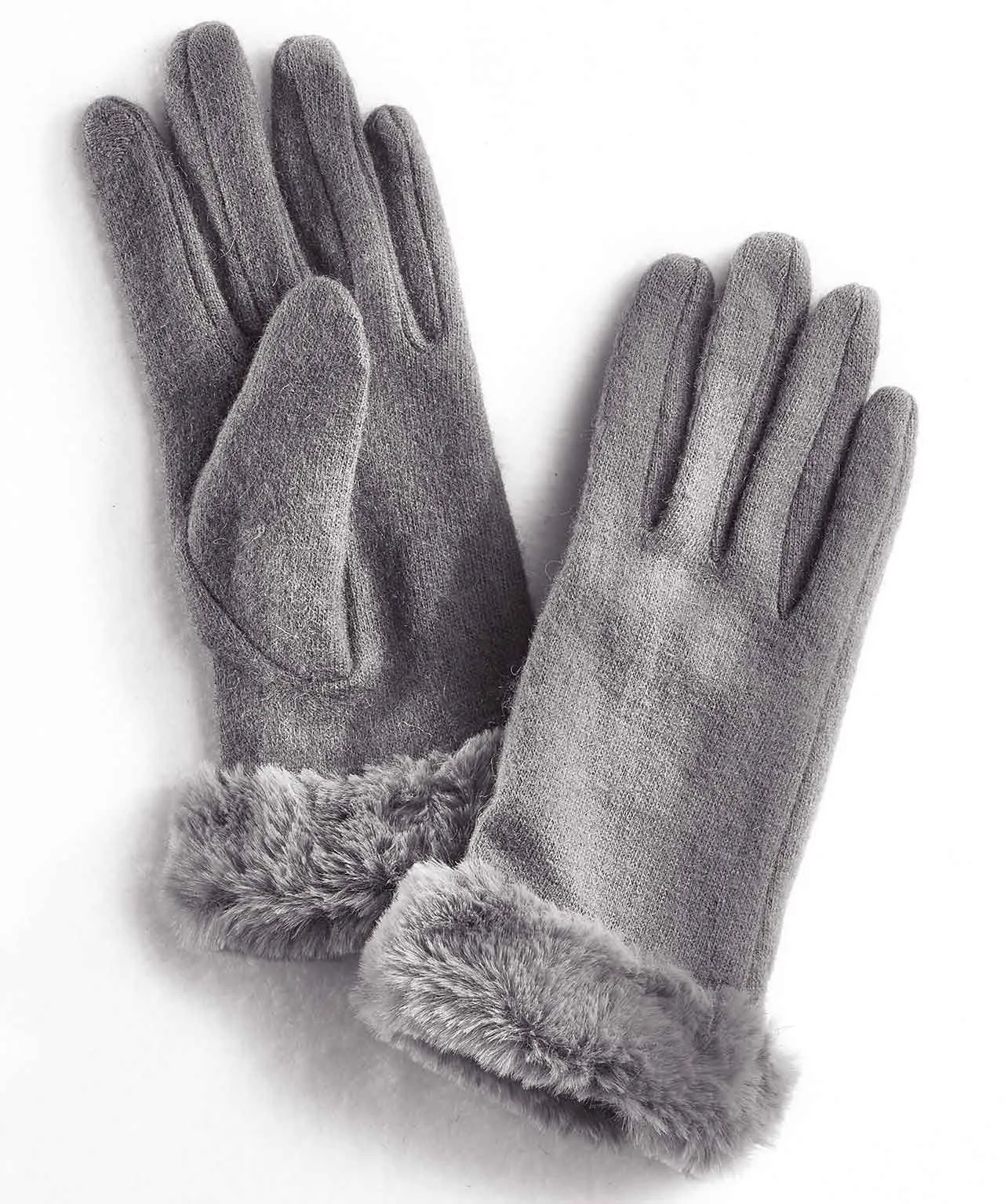 Faux-Fur Trimmed Gloves