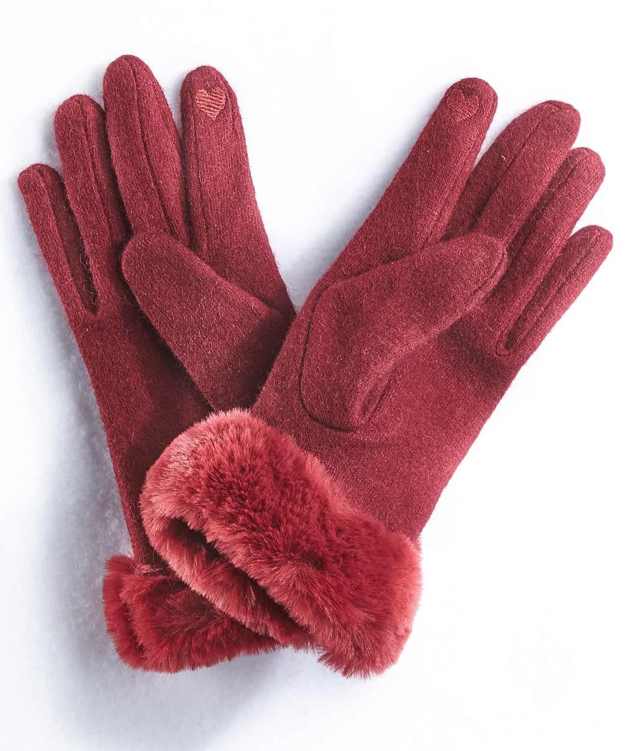 Faux-Fur Trimmed Gloves