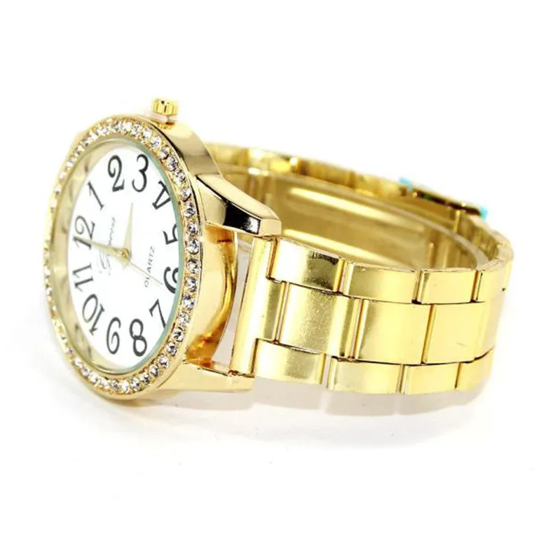 Feida Women's Watches - Montre Digital Design with Diamond Dial and Steel Analog Quartz Wristwatch - Relogio Feminino