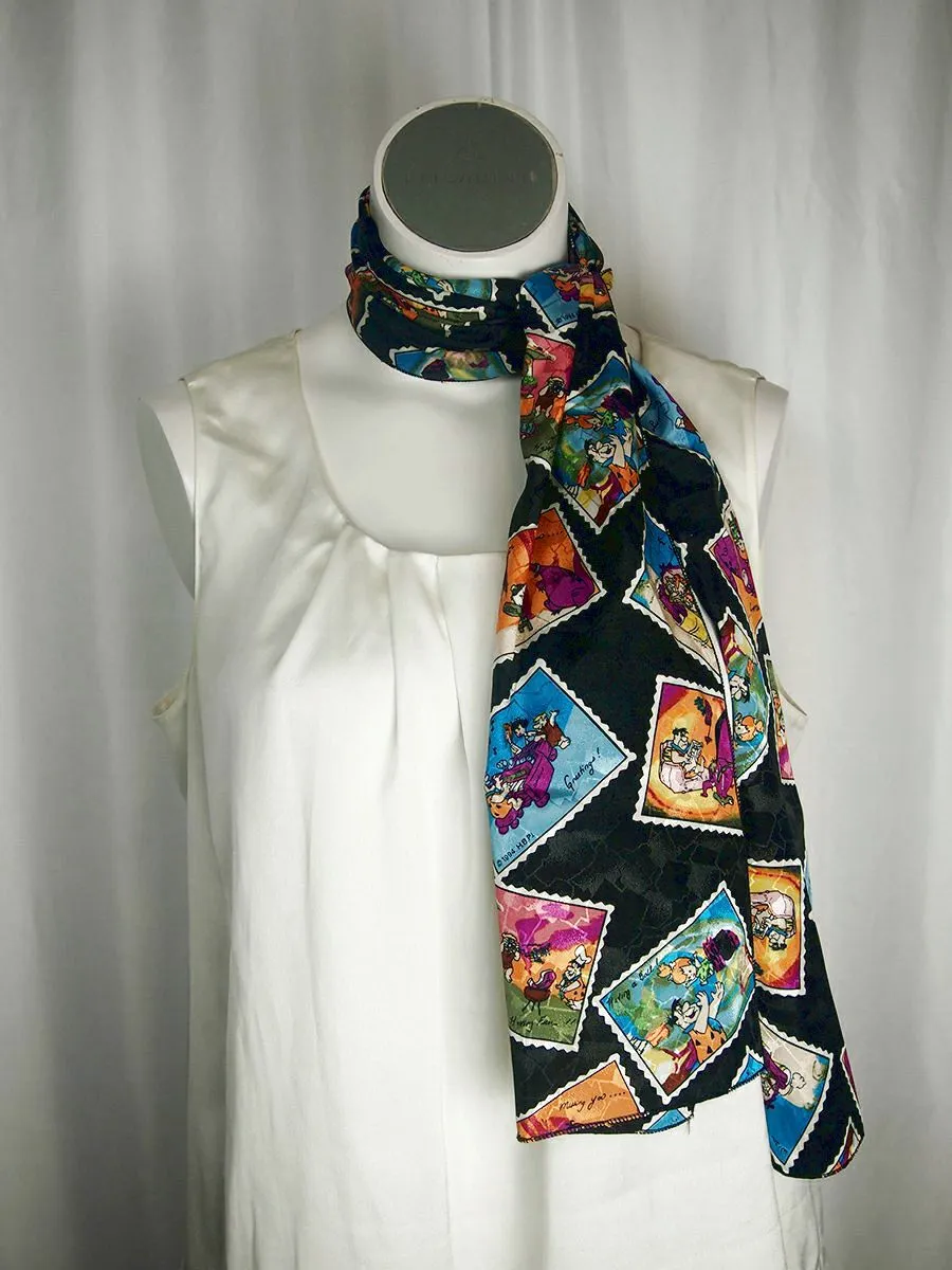 Vintage Flintstones Cartoons Postcard Scarf