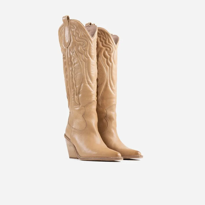 Fresh Camel High Cowgirl Boots