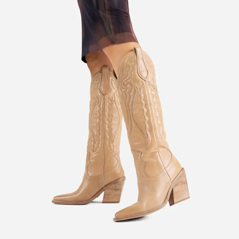 Fresh Camel High Cowgirl Boots