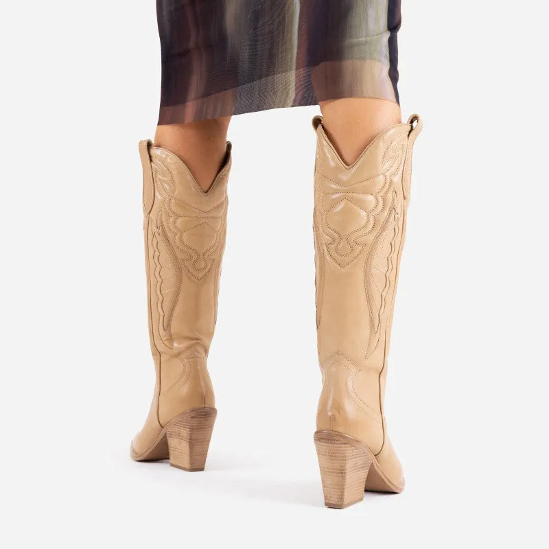 Fresh Camel High Cowgirl Boots