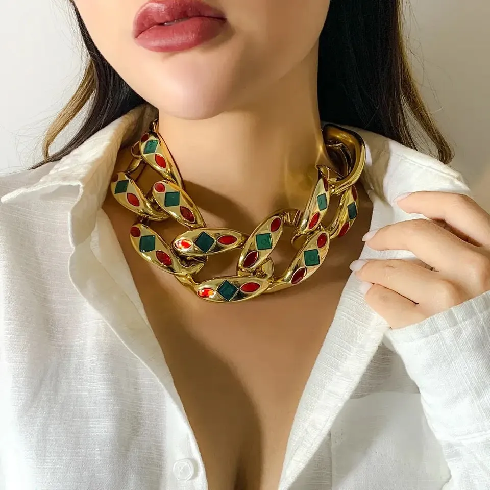 Fashion Punk Color Drop Oil Clavicle Necklace X4539363