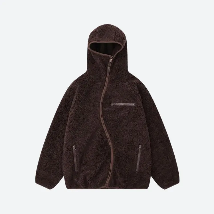 Cozy Teddy Hoodie with Funnel Neck