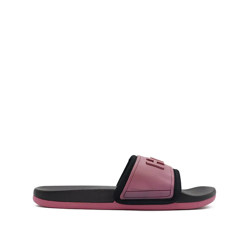 Neoprene Mauve Black Slide Sandals