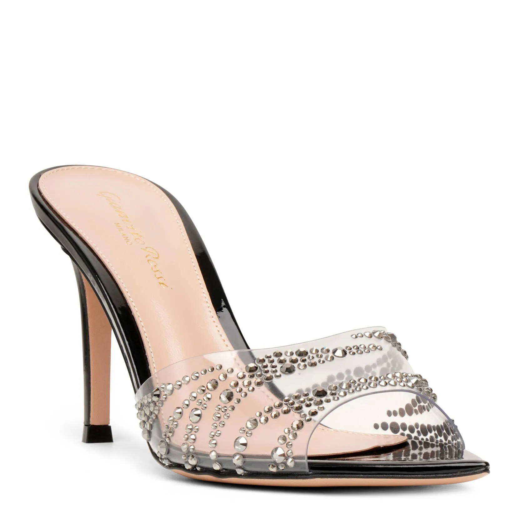 Gianvito Rossi Black Crystal PVC Mule Sandals