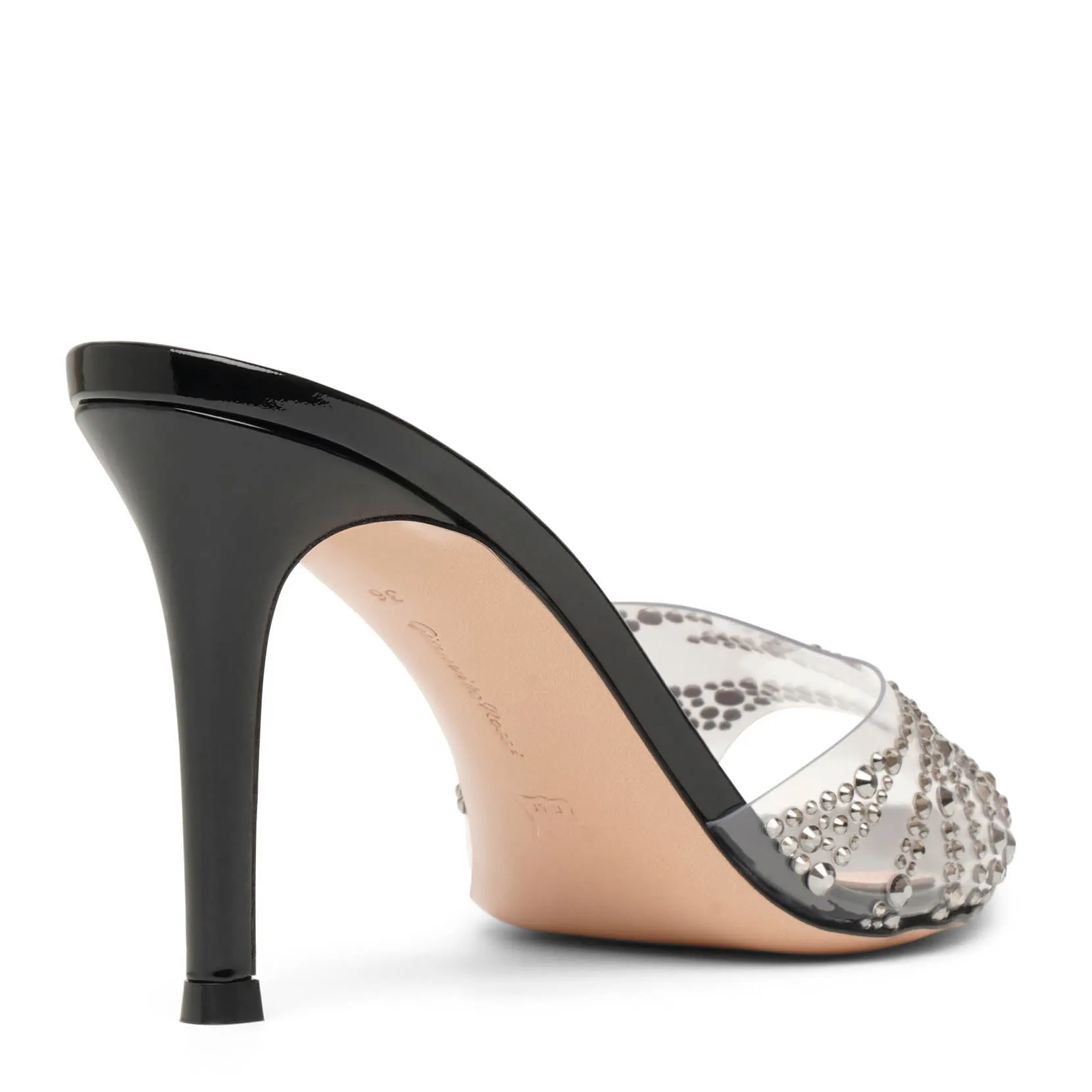 Gianvito Rossi Black Crystal PVC Mule Sandals