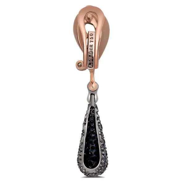 Gold Calla Drop Dangle Earrings with Black Diamonds