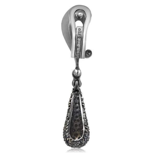 Gold Calla Drop Dangle Earrings with Black Diamonds