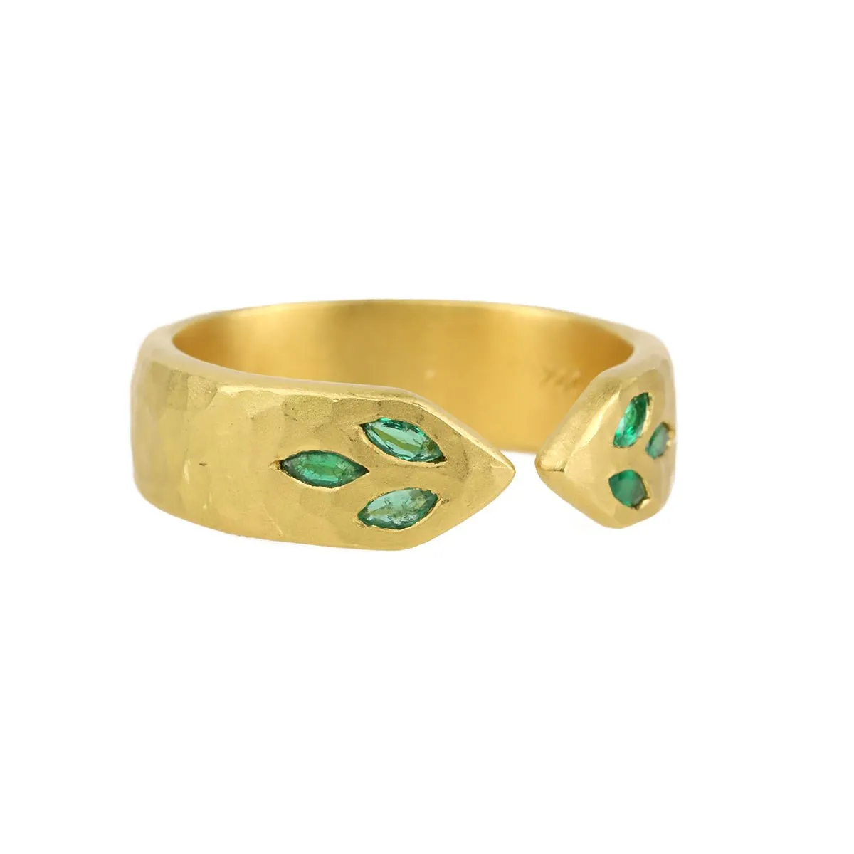 22K Gold Marquise Emerald Ring