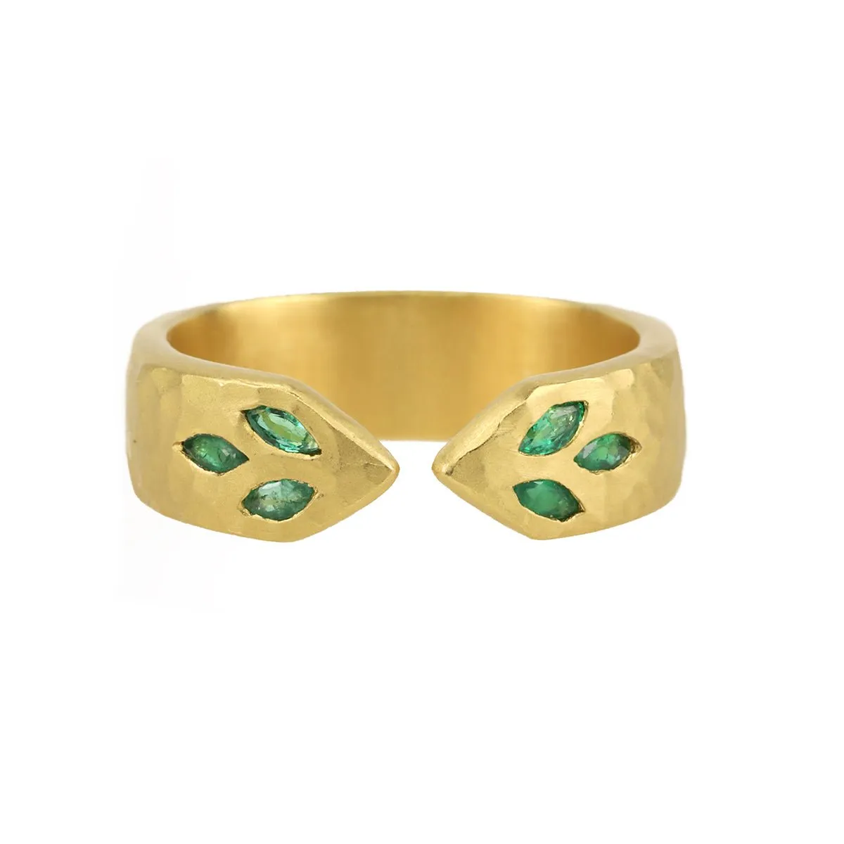 22K Gold Marquise Emerald Ring