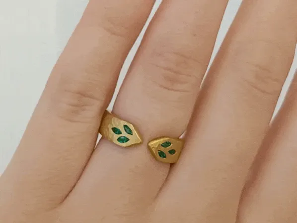 22K Gold Marquise Emerald Ring