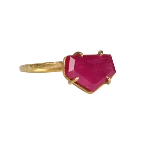 18K Gold Prong-Set Ruby Slice Mini Gem Ring