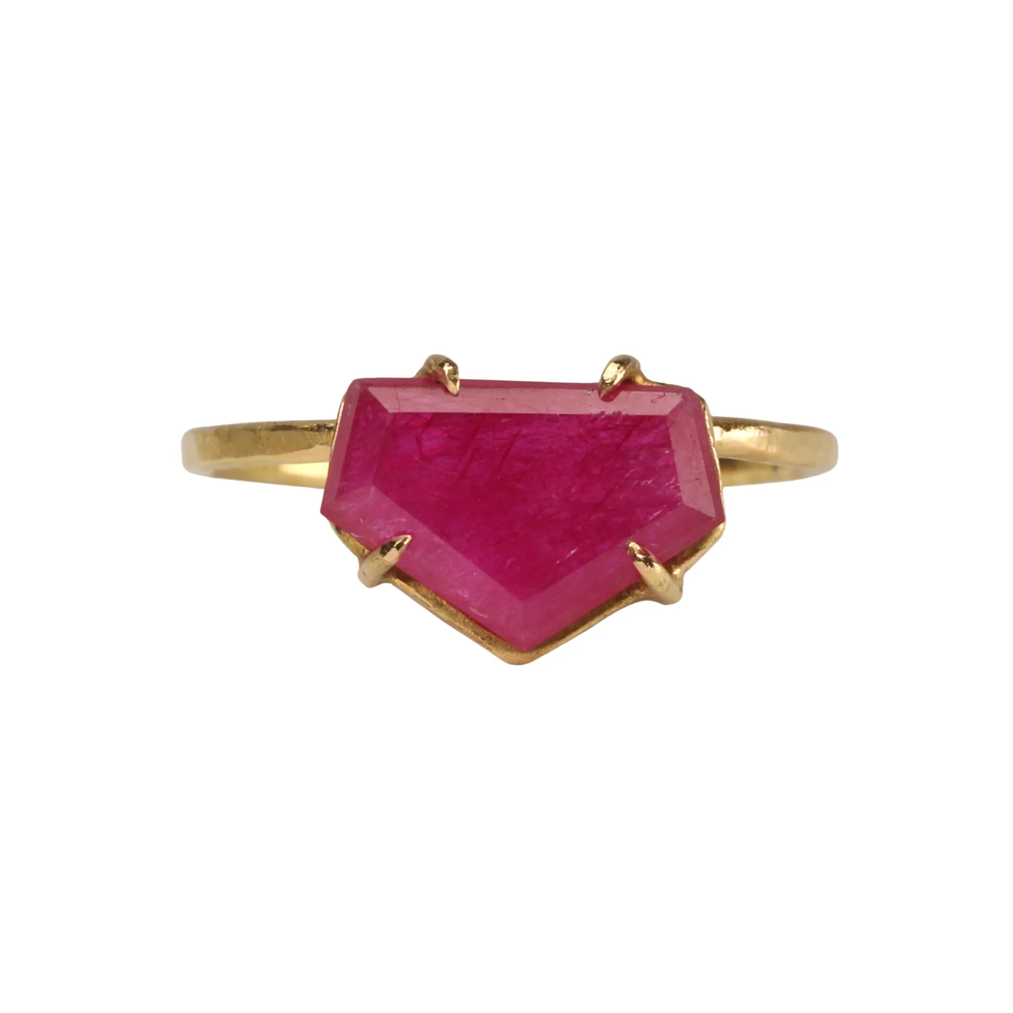 18K Gold Prong-Set Ruby Slice Mini Gem Ring