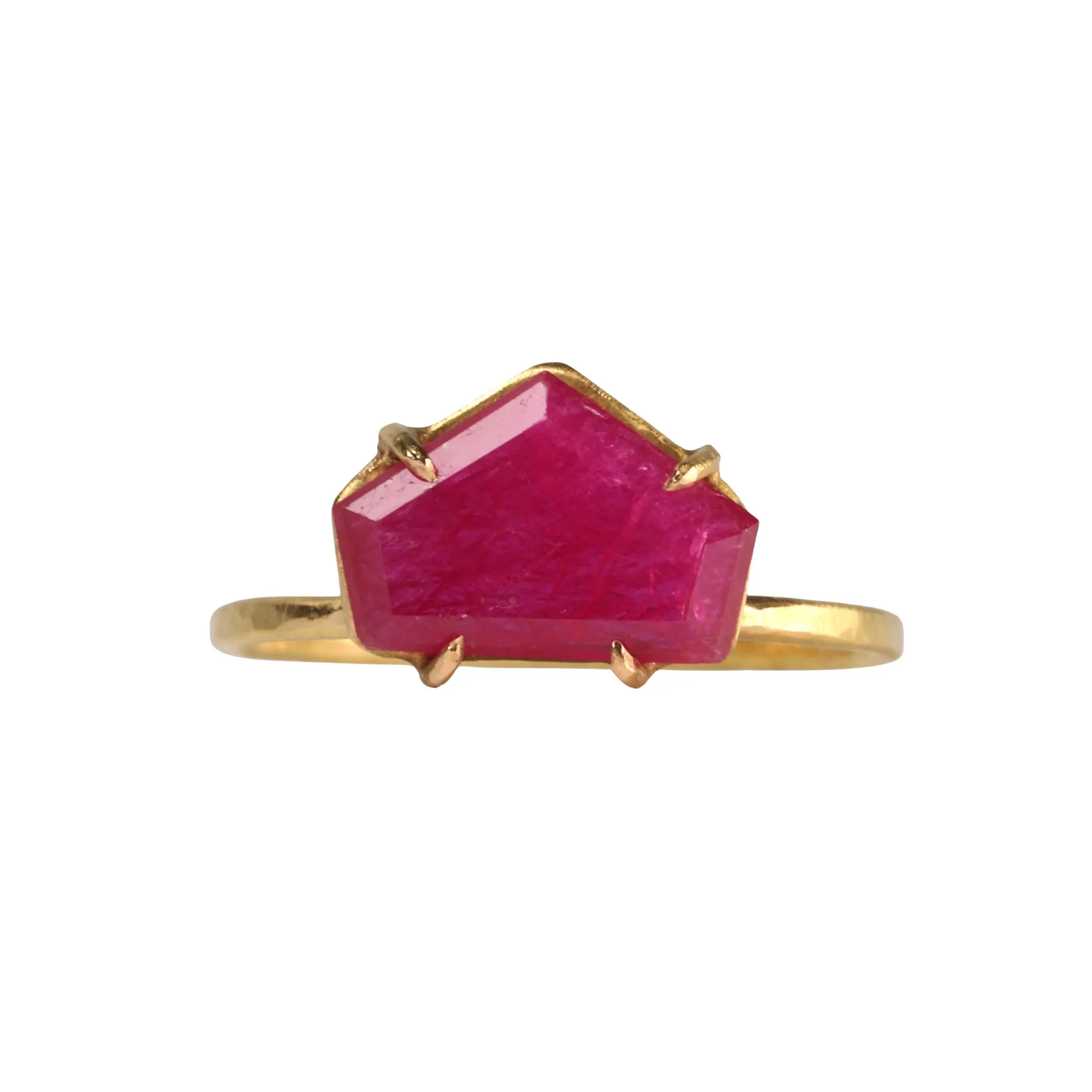 18K Gold Prong-Set Ruby Slice Mini Gem Ring