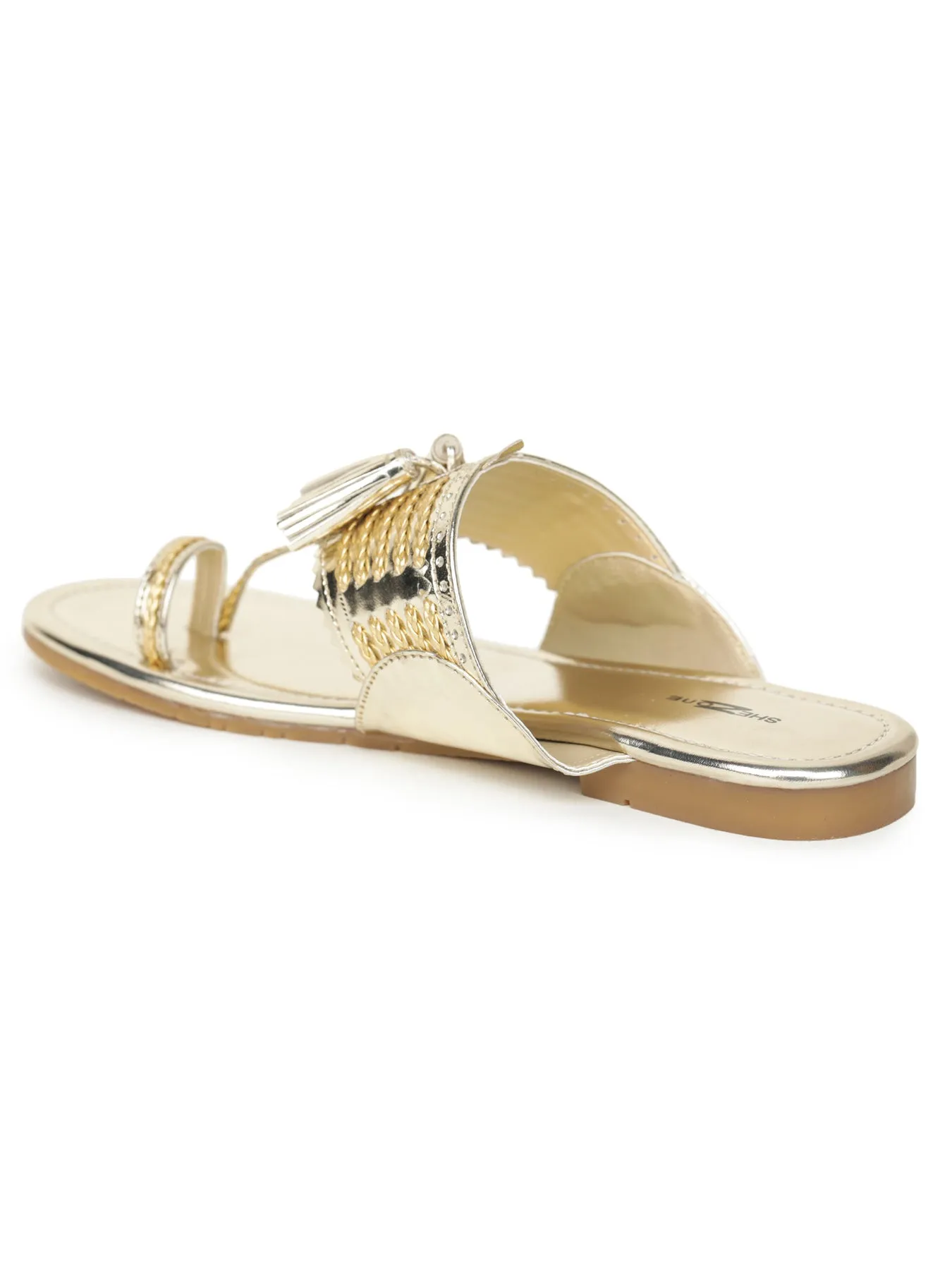 Gold Women Flats by Shezone