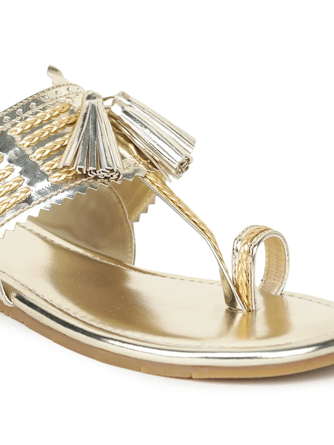 Gold Women Flats by Shezone