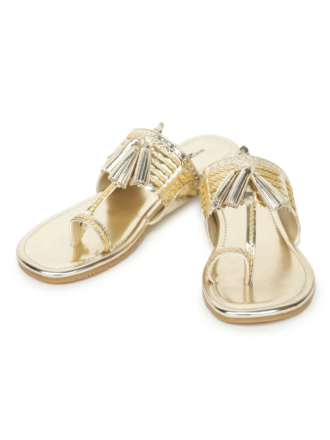 Gold Women Flats by Shezone