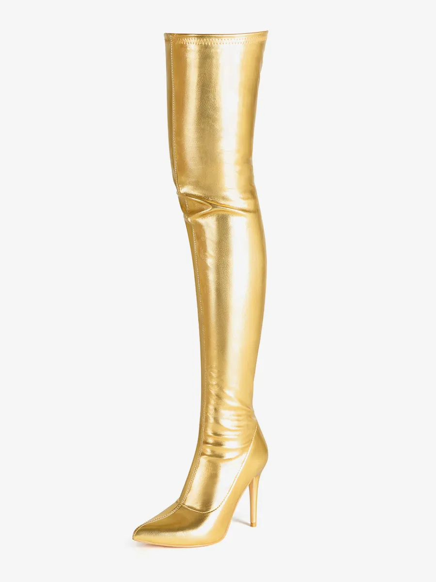 Gold Women's Thigh High Boots