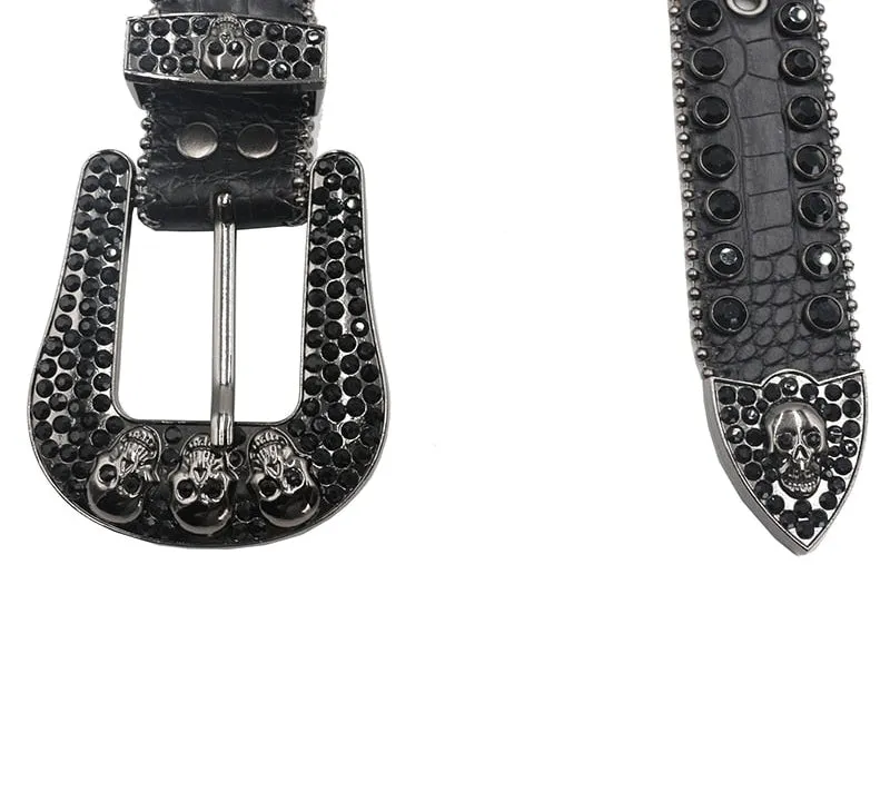 Gray Rhinestones Diamond Studded Belt